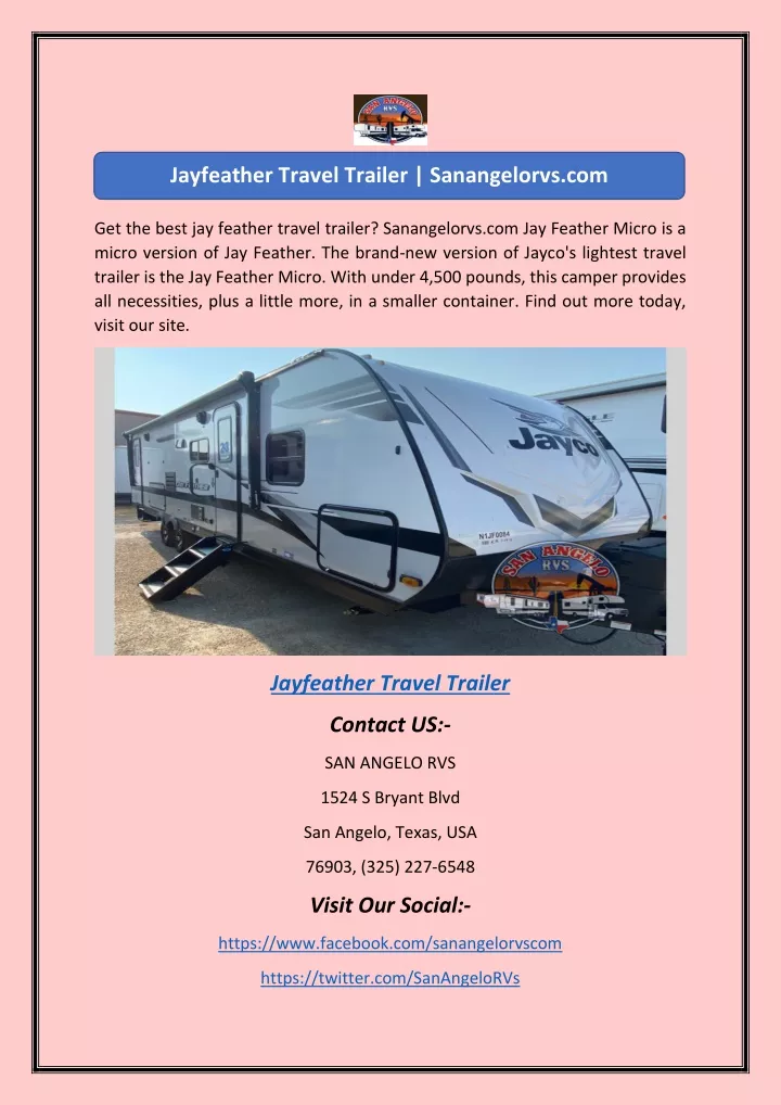 jayfeather travel trailer sanangelorvs com