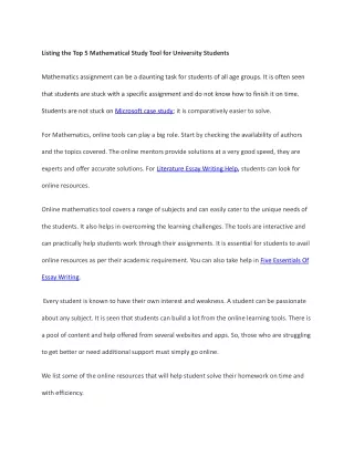 listing the top 5 mathematical study tool