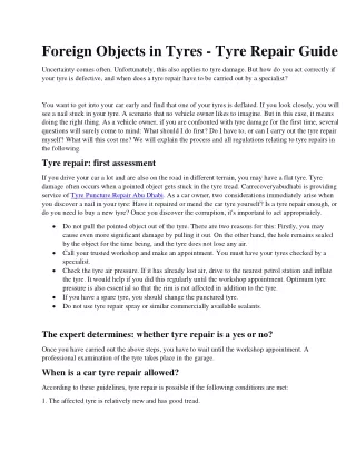 foreign objects in tyres tyre repair guide