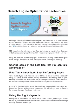 search engine optimization techniques