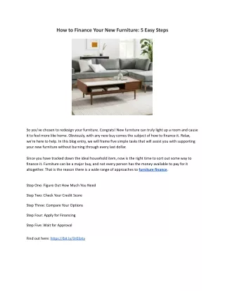 how to finance your new furniture 5 easy steps