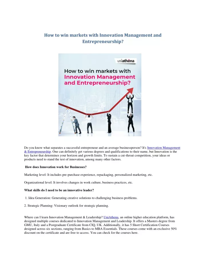how to win markets with innovation management