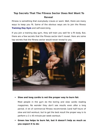 Top Secrets That The Fitness Sector Does Not Want To Reveal