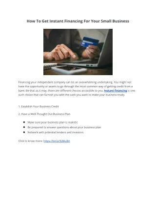how to get instant financing for your small