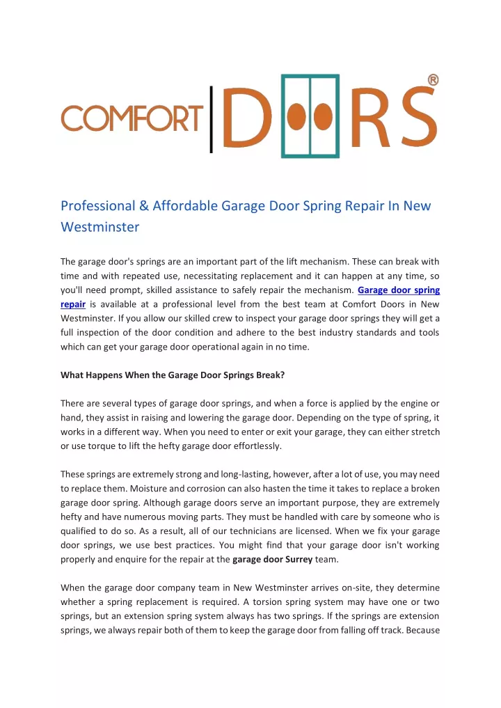 professional affordable garage door spring repair