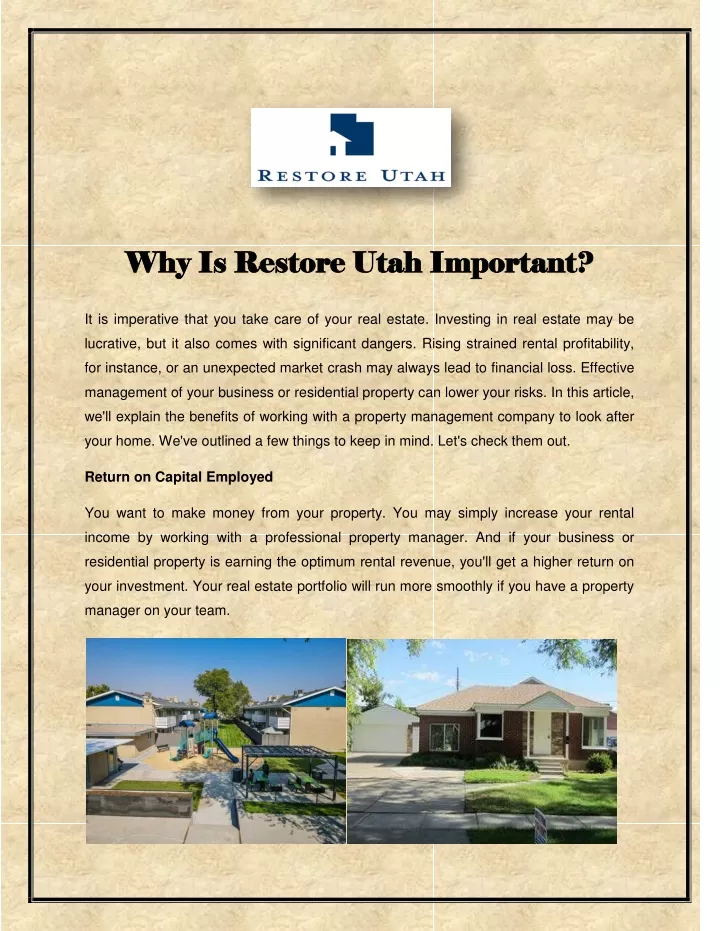 why is restore utah important why is restore utah