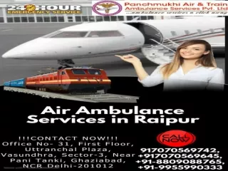 Hire Panchmukhi Air Ambulance Services in Raipur with Advanced Medical Assistances