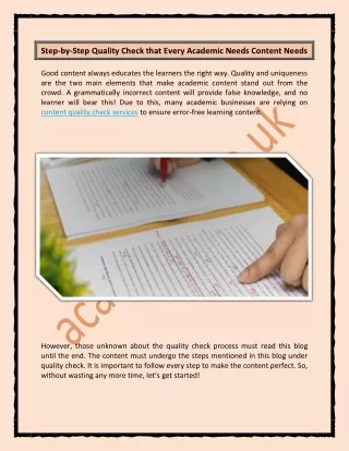 step by step quality check that every academic