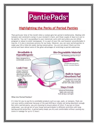 Highlighting the Perks of Period Panties