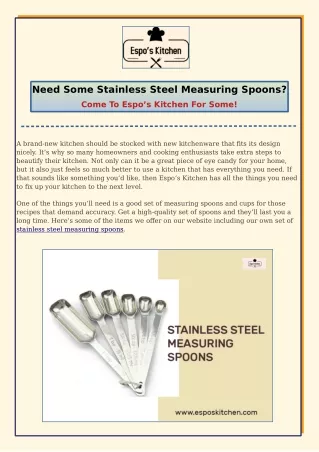 Need Some Stainless Steel Measuring Spoons? Come To Espo’s Kitchen For Some!