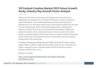 vr content creation market 2021 future growth