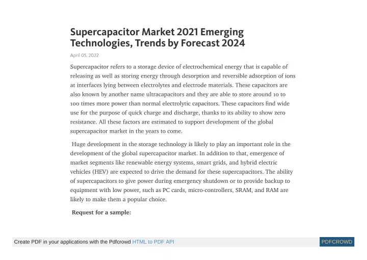 supercapacitor market 2021 emerging technologies