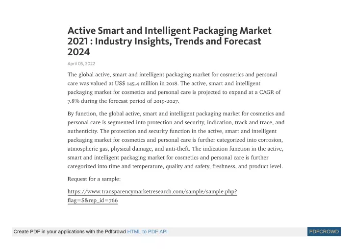 active smart and intelligent packaging market