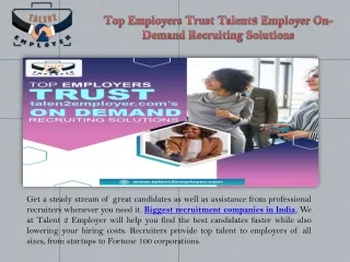 Top Employers Trust Talent2 Employer On-Demand Recruiting Solutions