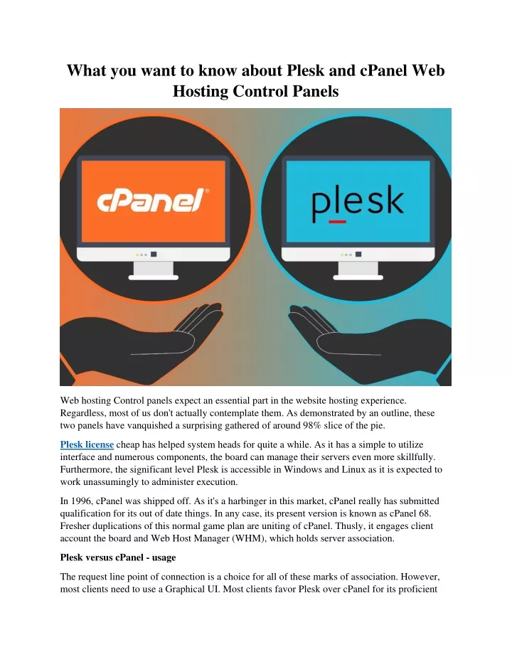 what you want to know about plesk and cpanel
