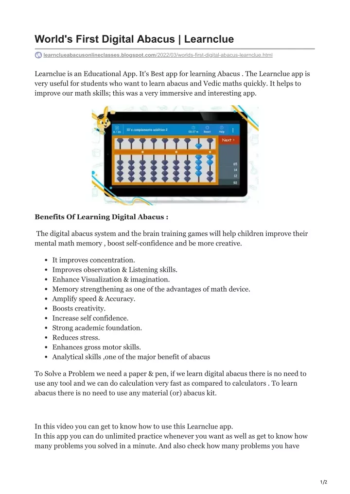 world s first digital abacus learnclue