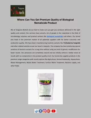 Where Can You Get Premium Quality of Biological Nematicide Product