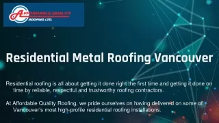 Residential Metal Roofing Vancouver