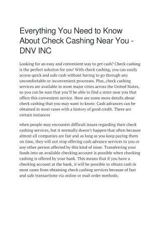 everything you need to know about check cashing
