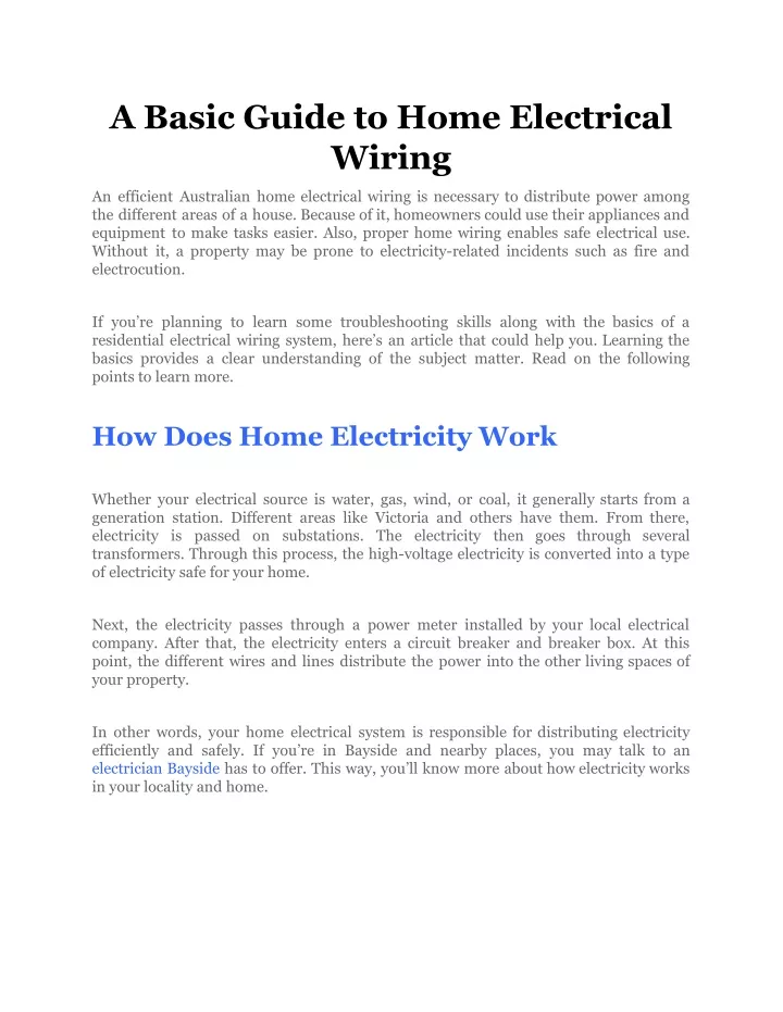 a basic guide to home electrical wiring