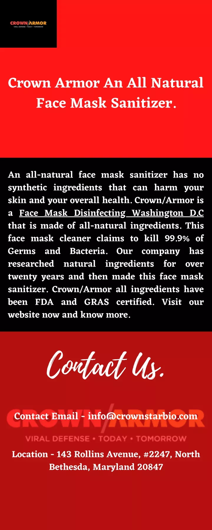 crown armor an all natural face mask sanitizer