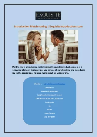 introduction matchmaking exquisiteintroductions
