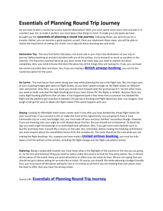 essentials of planning round trip journey