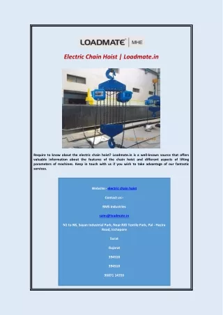 electric chain hoist loadmate in