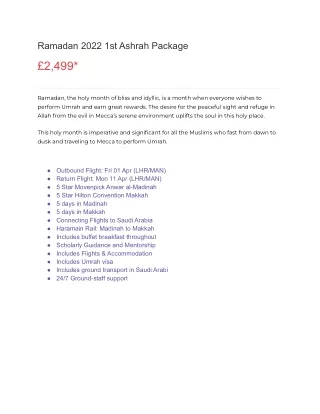 ramadan 2022 1st ashrah package