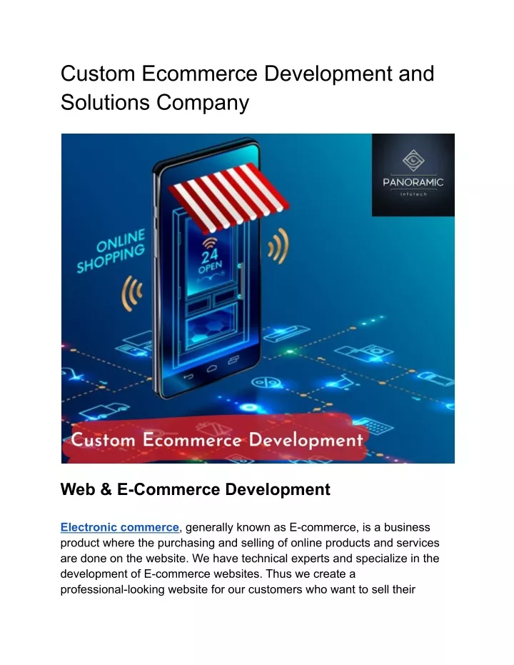 custom ecommerce development and solutions company