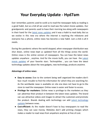 Your Everyday Update- Hyd7am
