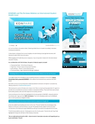 KONPARE & The Pie News Webinar on International Student Health Cover