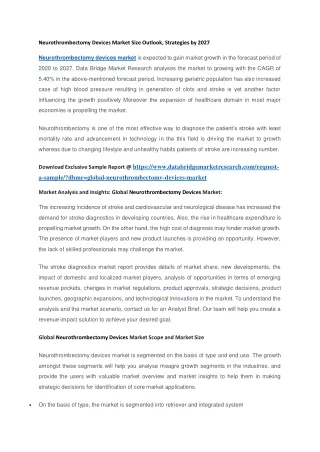 neurothrombectomy devices market size outlook