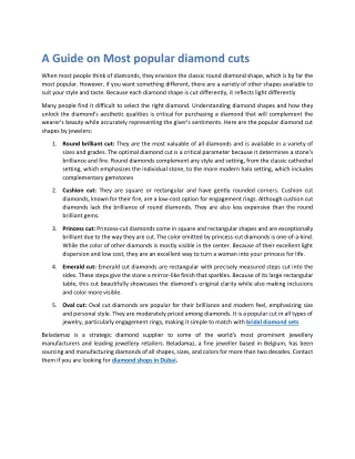 A Guide on Most popular diamond cuts