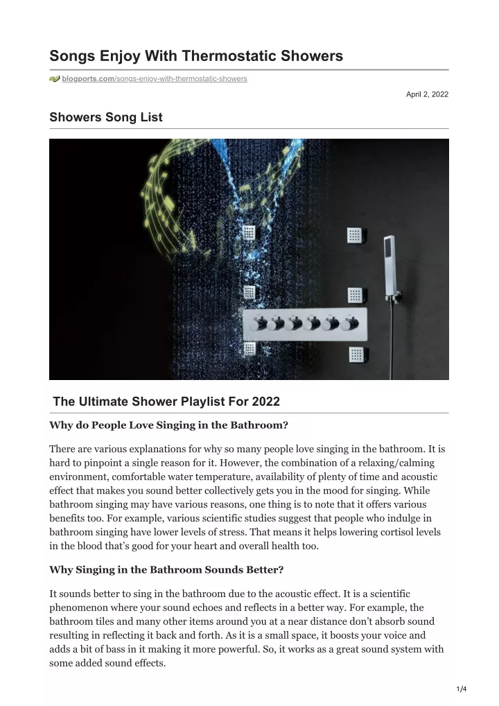 songs enjoy with thermostatic showers