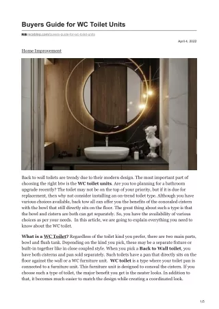buyers guide for wc toilet units