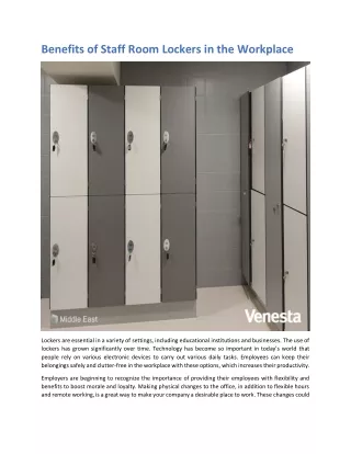 Benefits of Staff Room Lockers in the Workplace