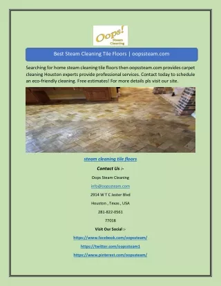 Best Steam Cleaning Tile Floors | oopssteam.com