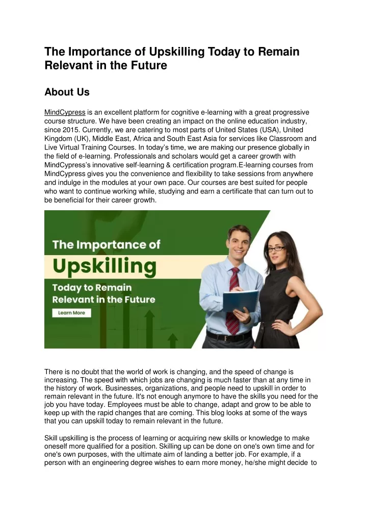 the importance of upskilling today to remain