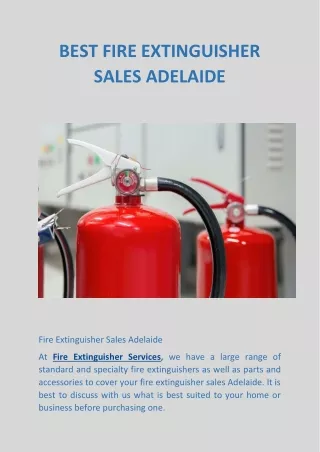 BEST FIRE EXTINGUISHER SALES ADELAIDE