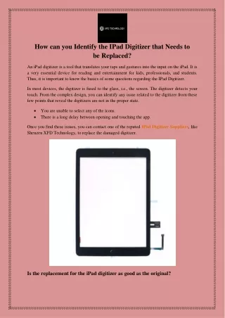 How can you Identify the IPad Digitizer that Needs to be Replaced