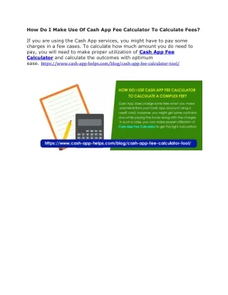 how do i make use of cash app fee calculator
