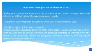 how to cut down your car s maintenance cost