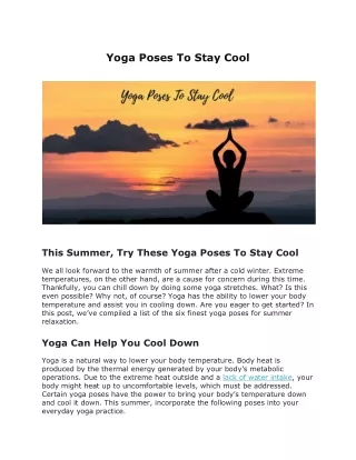 Yoga Poses To Stay Cool