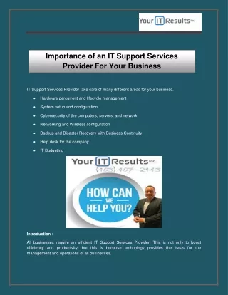 IT Support Services Provider For Your Business