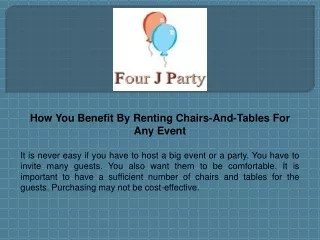 How You Benefit By Renting Chairs-And-Tables For Any Event