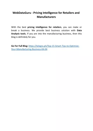 webdataguru pricing intelligence for retailers