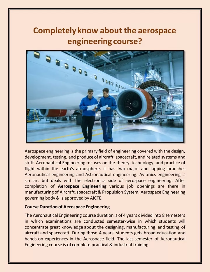 completely know about the aerospace engineering