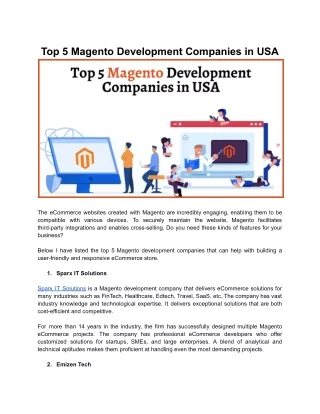Top 5 Magento Development Companies in USA