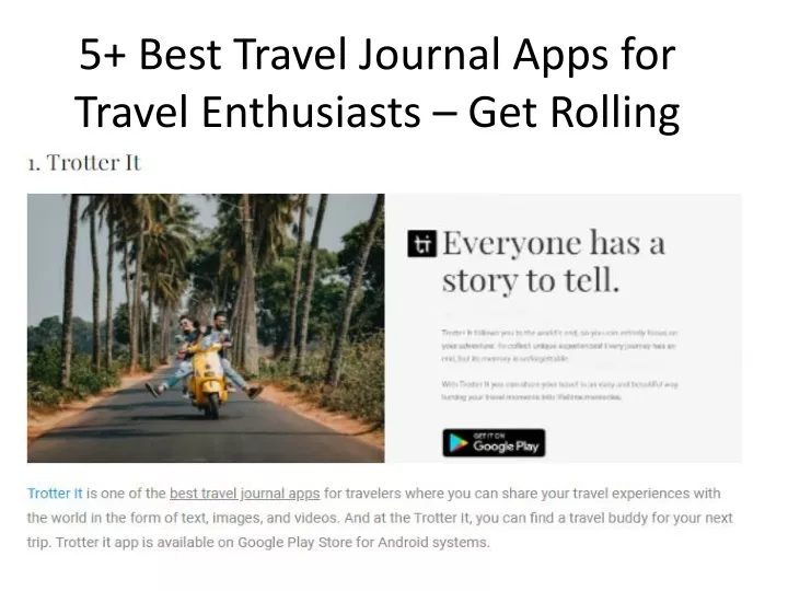 PPT Best Travel Journal Apps for Travel Lovers PowerPoint